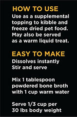 Nature's Diet bone broth powder being poured to create a nutrient-rich gravy.