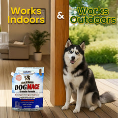 Nature's MACE Dog Mace granules spread on lawn to form scent barrier