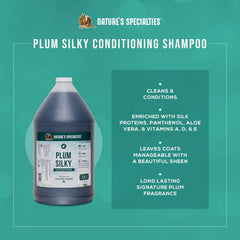 Nature's Specialties Plum Silky lather shows rich cleansing for silky coats.
