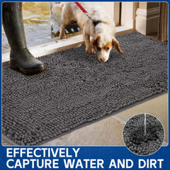 Naturei absorbent microfiber action captures rain and mud before entering your home