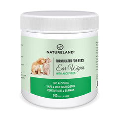 Natureland dog ear wipes extra-large pads with 3.5-inch diameter for quick ear cleaning.