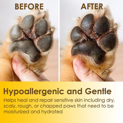 Invisible shield from Natureland paw wax guards paws against snow and heat.