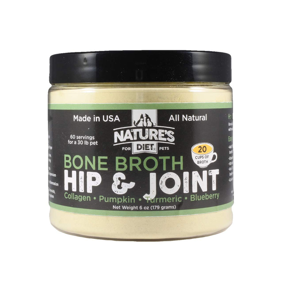 Nature's Diet Pet Original Bone Broth Powder bottle promotes hip and joint support