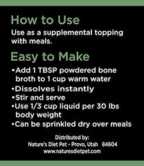 Nature's Diet Pet Original Bone Broth Powder gravy-ready bowl signals tasty hydration for joints