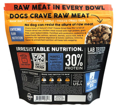 Nature's Diet Raw Mix kibble showing freeze-dried chicken pieces with real chicken meat