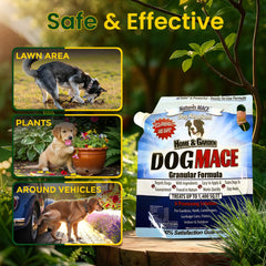 Nature's MACE lawn-protected area shows treated borders repelling dogs.