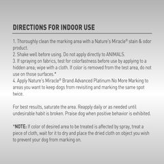Nature’s Miracle Advanced Platinum No More Marking treated area—essential oil-based deterrent to discourage revisiting.