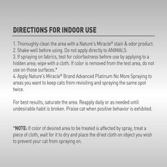 Nature’s Miracle Advanced Platinum No More Spraying spray action demonstrates how to deter cats from treated areas
