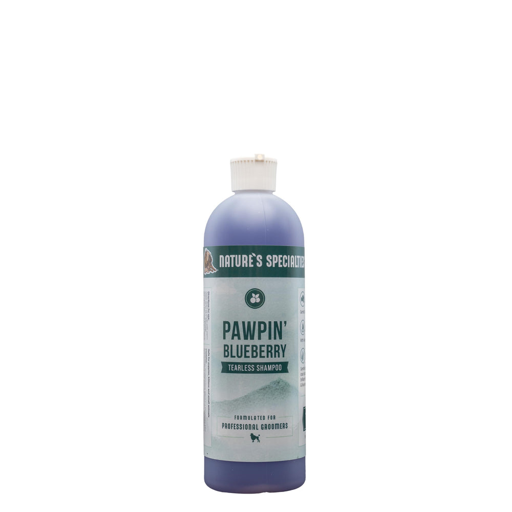 Nature's Specialties Pawpin' Blueberry dog wash bottle for dilution and use