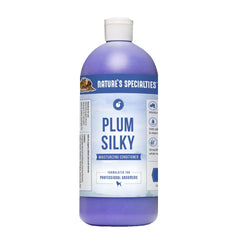 Nature's Specialties Plum Silky Dog Conditioner concentrate bottle for a silky coat and plum scent.