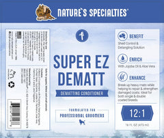 Nature's Specialties Super EZ Dematting Solution before and after mat release shows improvement.