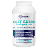 Nature's Pure Edge Coat Guard jar closeup shows powder for quick waterless grooming