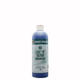 Nature's Specialties Lav-N-Derm bottle closeup highlighting ultra-concentration for economical grooming sessions.