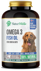 NATURPAWS Omega-3 bottle and softgels for convenient pet wellness