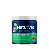 NaturVet Advanced Probiotics Enzymes dog chews bottle supports gentle digestion.