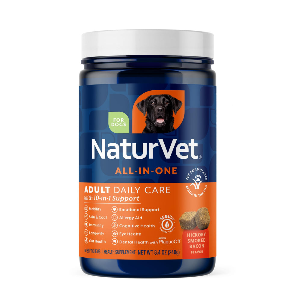 NaturVet All-In-One Dog Daily Care mobility chews support joint flexibility during active play