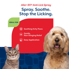 NaturVet Aller-911 aloe vera ingredient highlights soothing, gentle care for irritated paws.