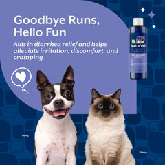 NaturVet anti-diarrhea liquid label highlights kaolin and soluble fiber benefits.