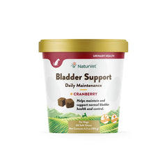 NaturVet bladder support plus cranberry bottle front—supports canine urinary comfort.