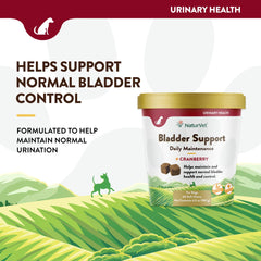 NaturVet bladder support plus cranberry ingredients closeup—cranberry addition for urinary health support.