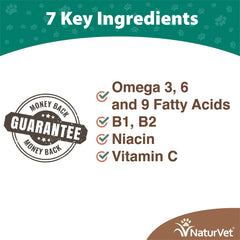 NaturVet Brewer’s Dried Yeast Garlic tablets omega boost image; supports healthy coat and skin.