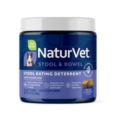 NaturVet Coprophagia Deterrent bottle with soft chews for stool-eating deterrence and digestion support.