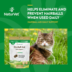 NaturVet Hairball Remedy pumpkin ingredient highlights fiber for digestion.