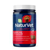 NaturVet Hemp Allergy Aid soft-chews bottle for seasonal comfort and routine use.
