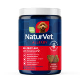 NaturVet Hemp Allergy Aid soft-chews packaging communicates trusted, convenient allergy relief for dogs.