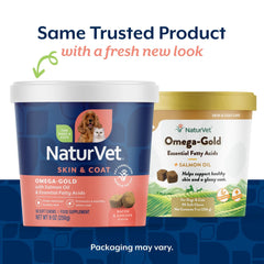 NaturVet Omega-Gold Plus soft chews closeup emphasizes tasty flavor for pets