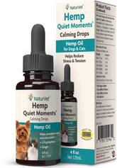 NaturVet Hemp Quiet Moments Drops bottle provides calming support for dogs and cats