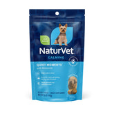 NaturVet Quiet Moments soft chews bottle helps dogs stay calm during storms.