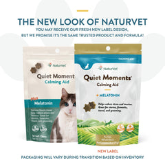NaturVet Quiet Moments soft chews close-up highlighting relaxation support for cats