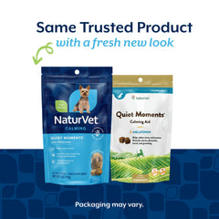NaturVet Quiet Moments soft chews closeup shows bacon-chicken flavor dogs enjoy.