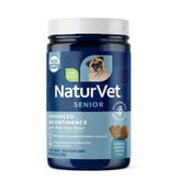 NaturVet Senior Advanced Incontinence soft chews jar for daily bladder support.