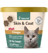 NaturVet Skin & Coat Plus Omegas bottle promotes healthy skin in cats