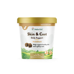 NaturVet Skin Coat Plus Breath Aid soft chews bottle for skin support