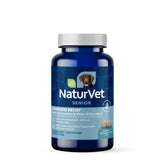 NaturVet Soreness Relief bottle front view with bacon-flavored chews for senior dogs.
