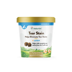 NaturVet Tear Stain Plus Lutein en botella para uso diario en mascotas