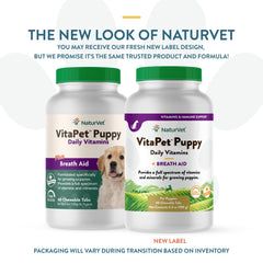 NaturVet VitaPet Puppy daily vitamins chew close-up with garlic flavor for daily use.