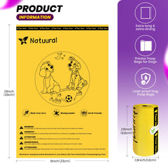 Natuural 150-count pack highlighting biodegradable and leakproof performance for daily walks