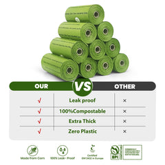 Natuural 18-roll pack of dog poop bags for quick tidy-ups on walks.