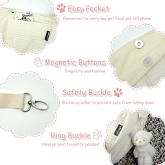 NATUYA dog sling features front zip pocket for treats, phone, keys during errands.