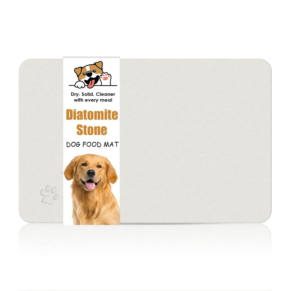 NAVKONY diatomite stone pet feeding mat absorbent surface captures spills for clean floors.