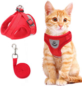 NCMAMA cat-dog-vest-harness red XS front view showing secure fit.