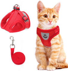 NCMAMA cat-dog-vest-harness red XS front view showing secure fit.