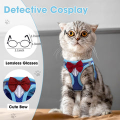NCMAMA cat harness blue XS reflective strip improves dusk visibility.