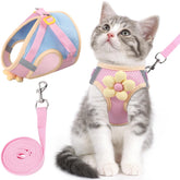 NCMAMA cat harness with flower design for cute street appeal during walks
