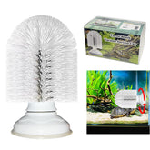 Neacus Turtle Brush with suction cup on glass demonstrates secure attachment.