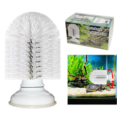 Neacus Turtle Brush with suction cup on glass demonstrates secure attachment.